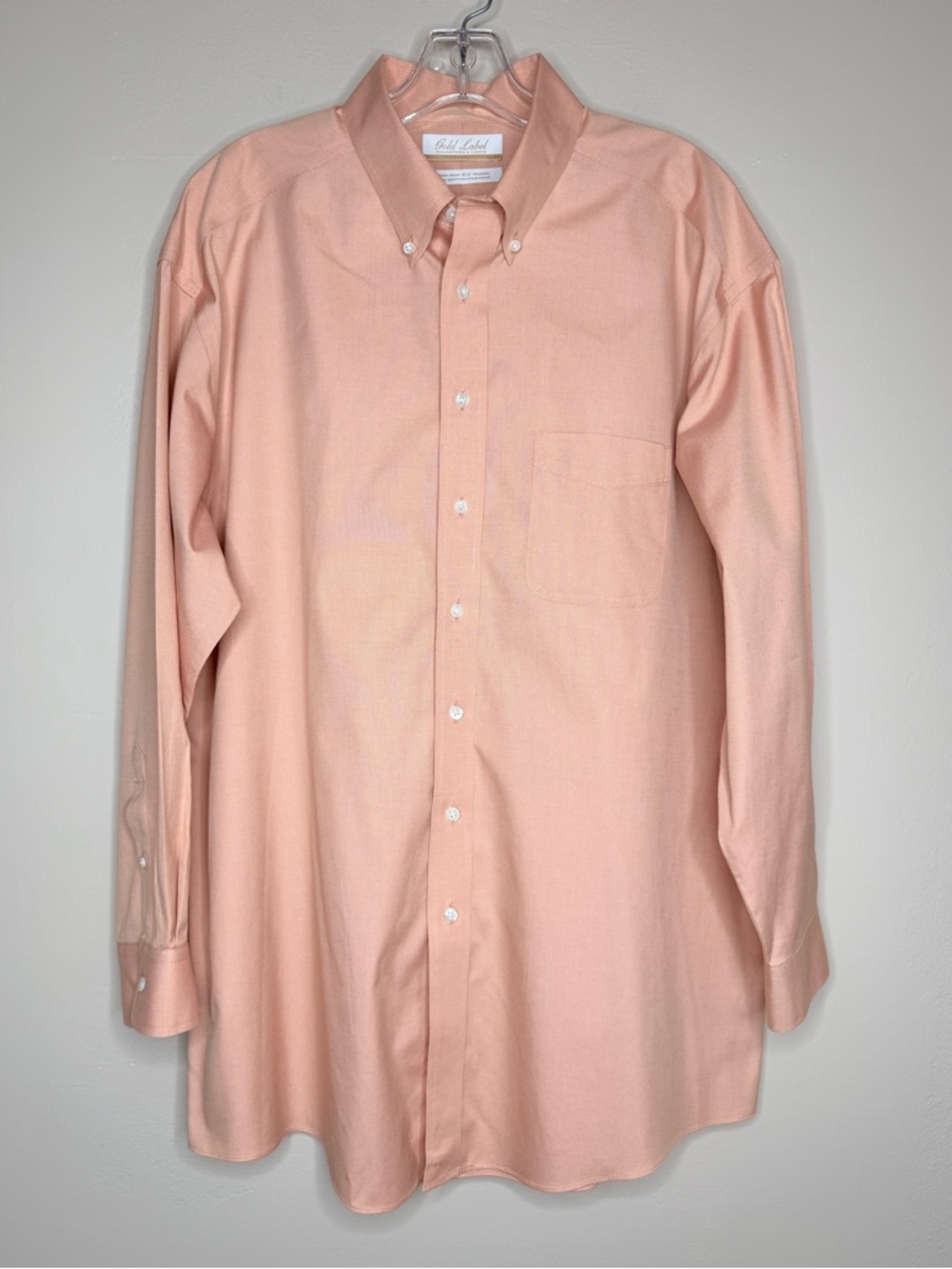 Roundtree & Yorke Gold Label Peach Oxford Button-Down Shirt Size 16.5/33